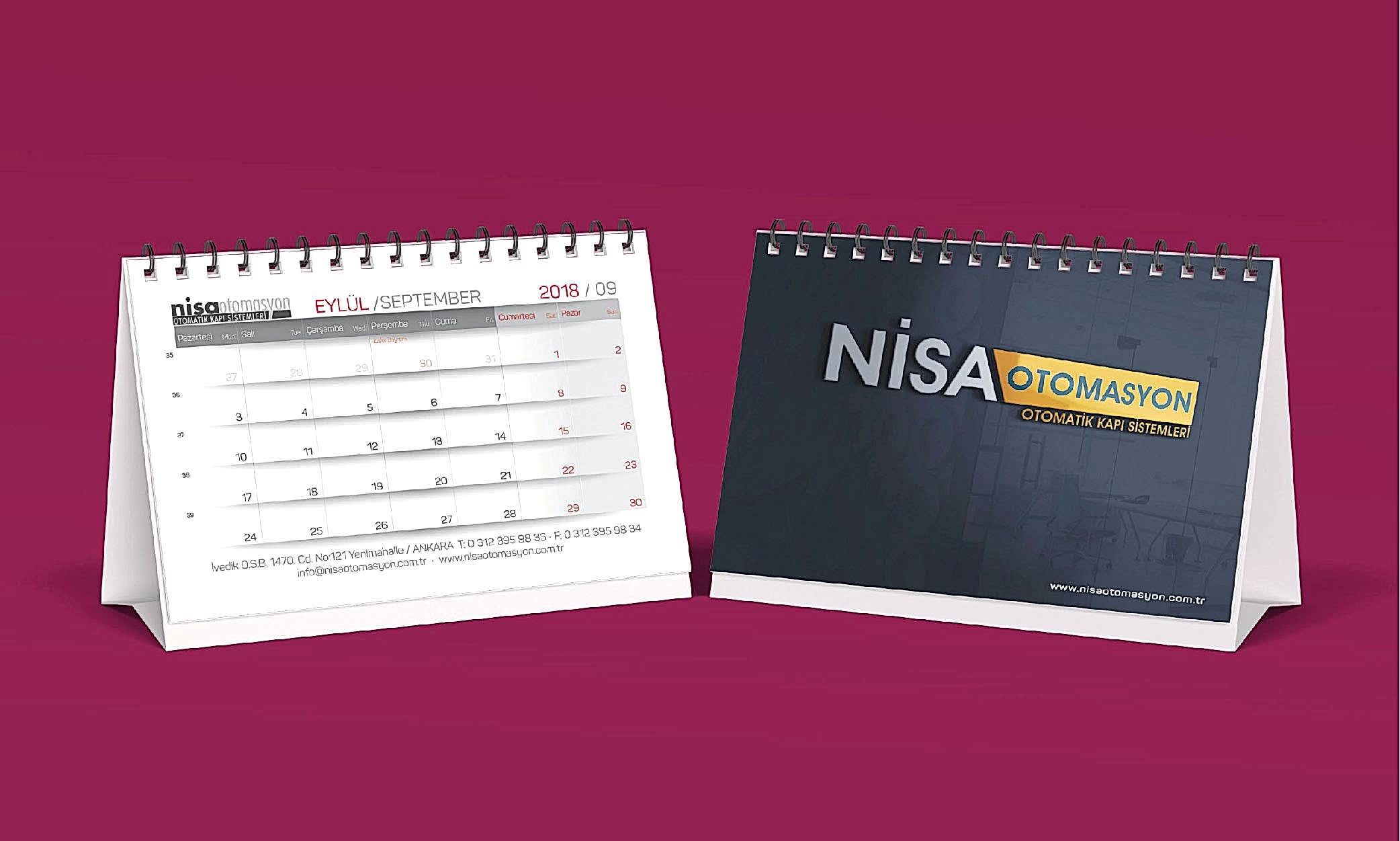 Nisa Otomasyon Masa Takvimi Basımı